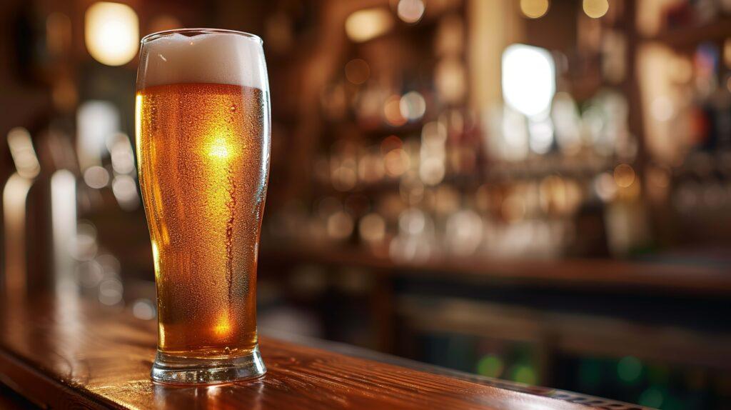 Bier im Glas auf einer Bar