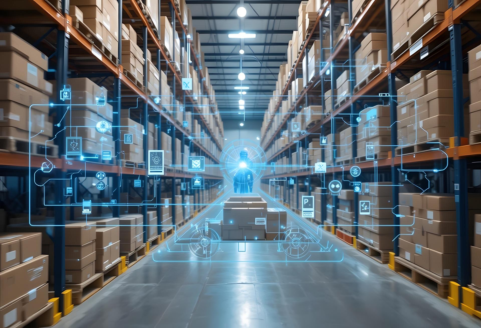 Digitalisierte Lagerlogistik mit Symbolgrafiken | Kleinteilelager