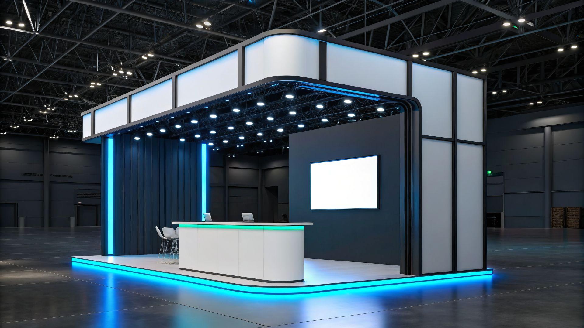 Aufbau eines mobilen LED-Messestands